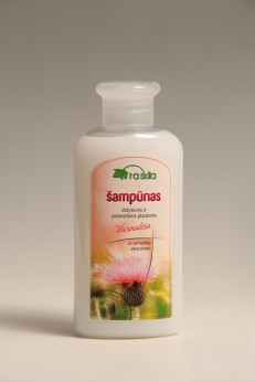 Šampūnas dažytiems ir pažeistiems  plaukams Raskila su varnalėšų ekstraktu, 250 ml